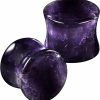 BanaVega Banavega Organic Stone Amethyst Double Flared Saddle Ear Gauge Double Flare Plugs Stretcher Lobe Earring Piercing Jewelry Choose Sizes Body Piercing Plugs