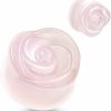 Dynamique Dynamique Pair Of Rose Quartz Semi Precious Stone Rose Carved On Single Side Double Flare Plugs Body Piercing Plugs