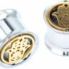 Pierce2GO Pierce2Gg Stainless Steel Gold Hamsa Hand Ear Gauges Flesh Tunnels Plugs Stretchers Expander Ear Piercing Jewelry Body Piercing Plugs