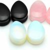 Mystic Metals Body Jewelry Mystic Metals Body Jewelry Set Of 3 Pairs Teardrop Stone Plugs - Black Onyx, Opalite, Rose Quartz Body Piercing Plugs