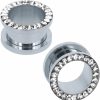 ZS Zs 316L Stainless Steel Rhinestone Crystal Ear Tunnel Plugs Ear Gauges Expanders Body Piercing Body Piercing Plugs