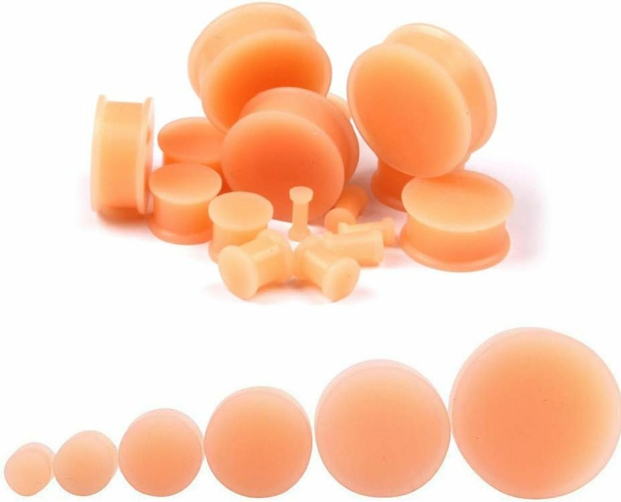 FM FM42 Fm Fm42 1-4 Pairs Of Flesh Skin Colored Silicone Ear Plugs Hiding Hide Hider Retainer 3Mm-30Mm Body Piercing Plugs