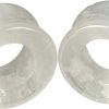 Generic Pair Of Cloudy Quartz Stone Double Flare Tunnels (Stn-724) Body Piercing Plugs