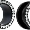 Zaya Body Jewelry Zaya Body Jewelry Pair Of Black Titanium Clear Gem Gauges Tunnels Steel Ear Plugs 8G - Inch Body Piercing Plugs