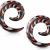 Pierced Owl Pierced Owl - Black, Red, And White Swirled Glass Spiral Tapered Hanger Ear Plugs, Sold As A Pair Body Piercing Plugs