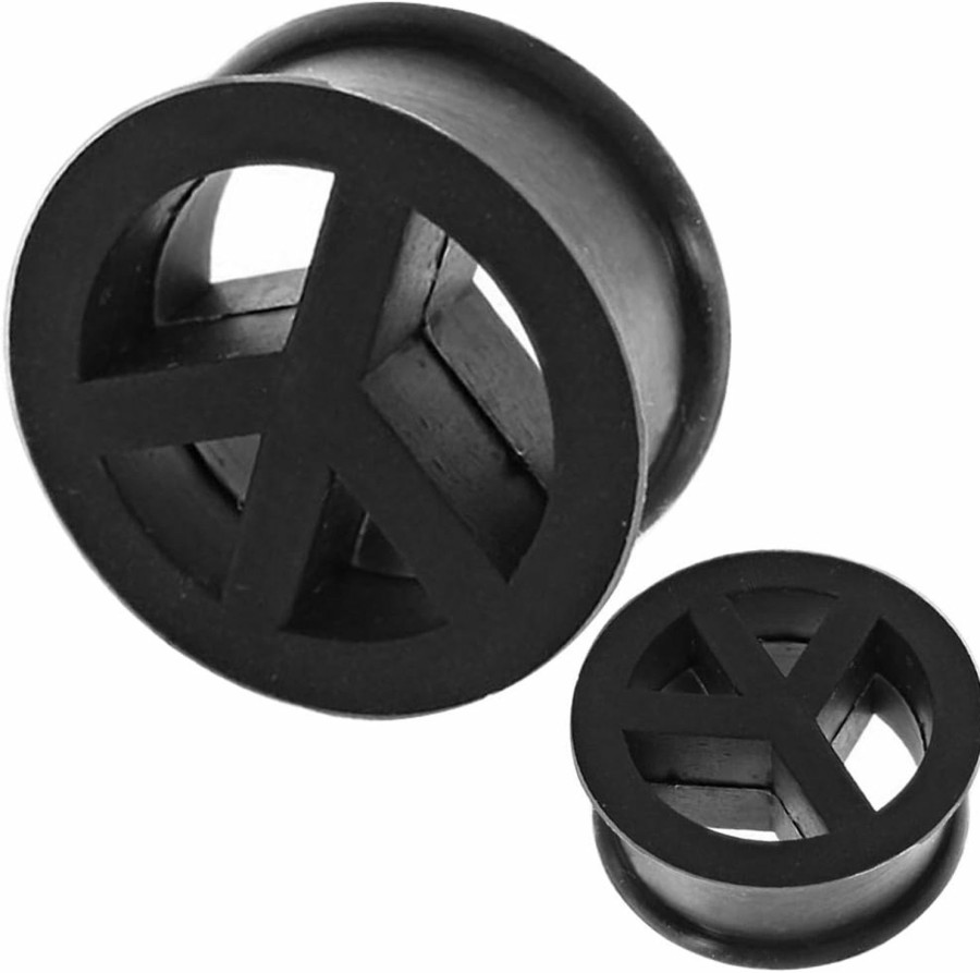 MoDTanOiz - Flesh tunnels Peace Silicone Flesh Tunnel Gauge Ear Plug Stretcher Expander Ears Piercing Available Size 0G (8Mm) To 15/16\" (24Mm)(1 Pair) Body Piercing Plugs