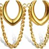 Twolobes 1 Pair Classic Saddle With Chain For Stretched Ears Hypoallergenic 316 Stainless Steel Ear Cuff Tunels 00G 8Mm-25Mm (0G-1") Body Piercing Jewelry Body Piercing Plugs