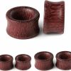 FM FM42 Fm Fm42 2 Pairs Of Hollow Violet Wood Ear Plugs Double Flare Saddle Stretching Gauges Expander 8Mm-20Mm Body Piercing Plugs