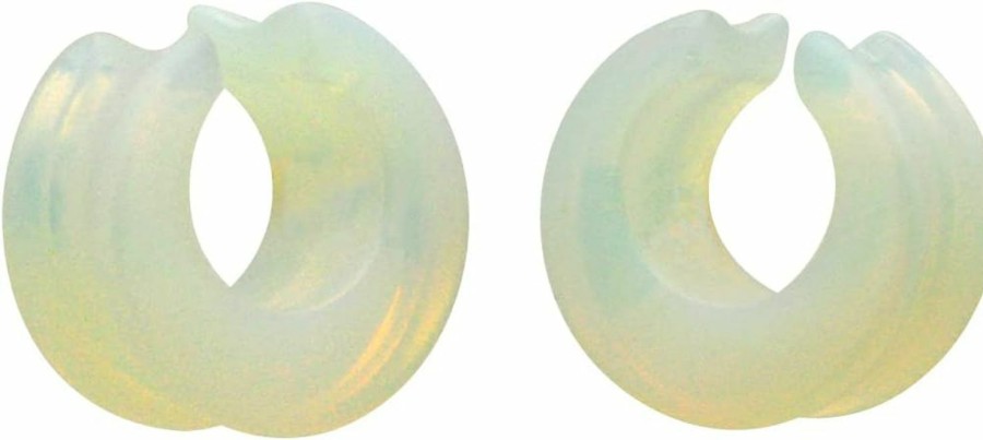 Mystic Metals Body Jewelry Pair Of Double Flare Opalite Stone Saddle Spreaders (Stn-674) Body Piercing Plugs